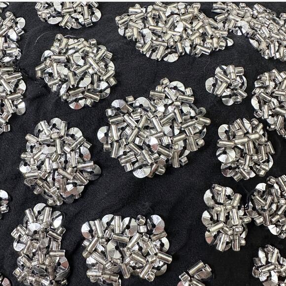 Vintage 1980s Beaded Silk Evening Dress and Organza Coat Outfit Size XXL Black - Picture 12 of 16